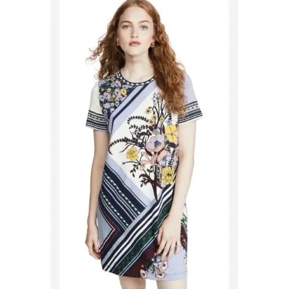 Tory Burch colorful floral lilac purple T-shirt dress mini